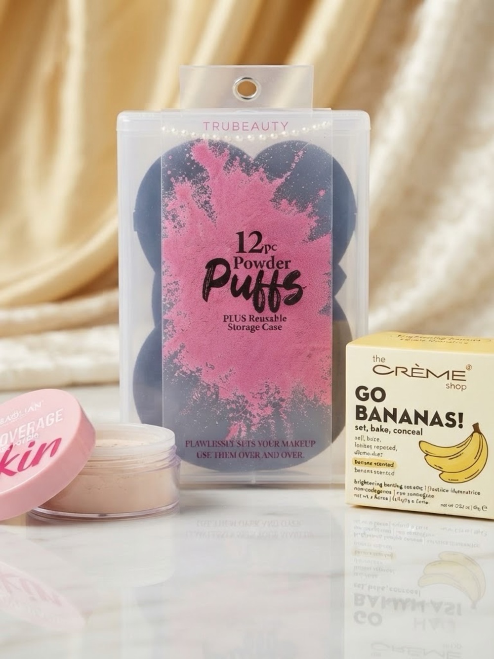 12pc Pink Powder Puffs with Reusable Case